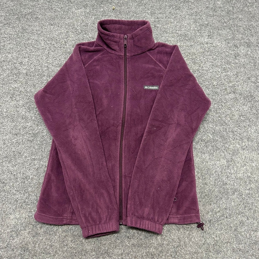 Columbia Fleece Jacket Womens Size M Purple Full Zip Mock Neck Outdoor WL6439